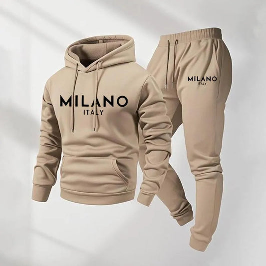 Herren-Hoodie mit Milano-Print und Jogginghose mit Kordelzug