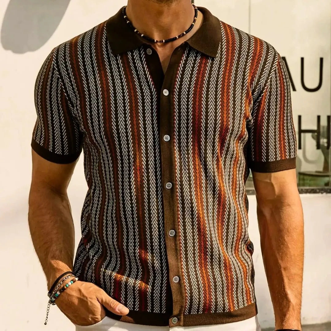Men’s Chevron Button-Through Polo Shirt
