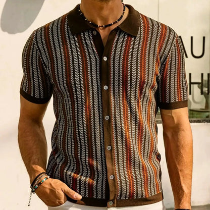 Men’s Chevron Button-Through Polo Shirt