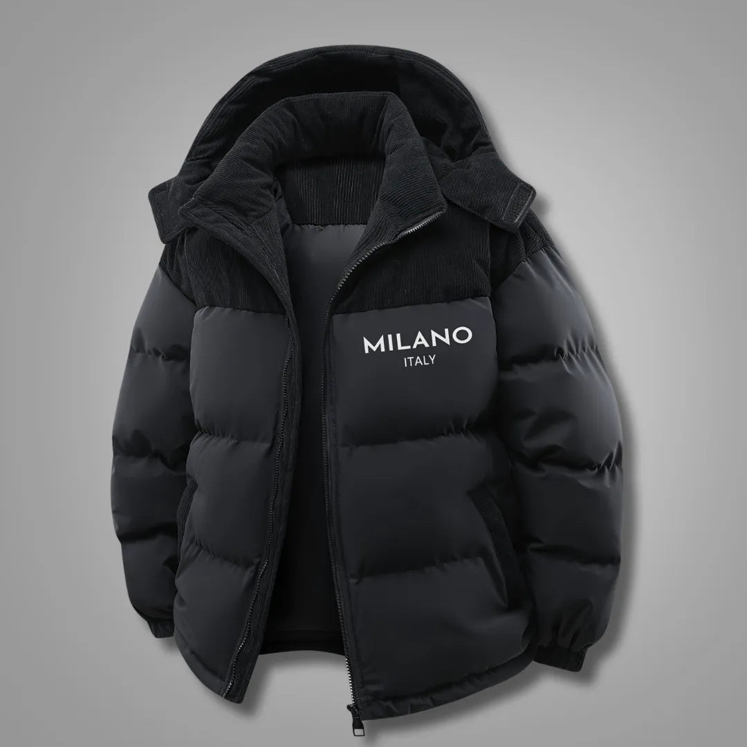 Men’s Winter Hooded Jacket with Detachable Hood & Thermal Insulation
