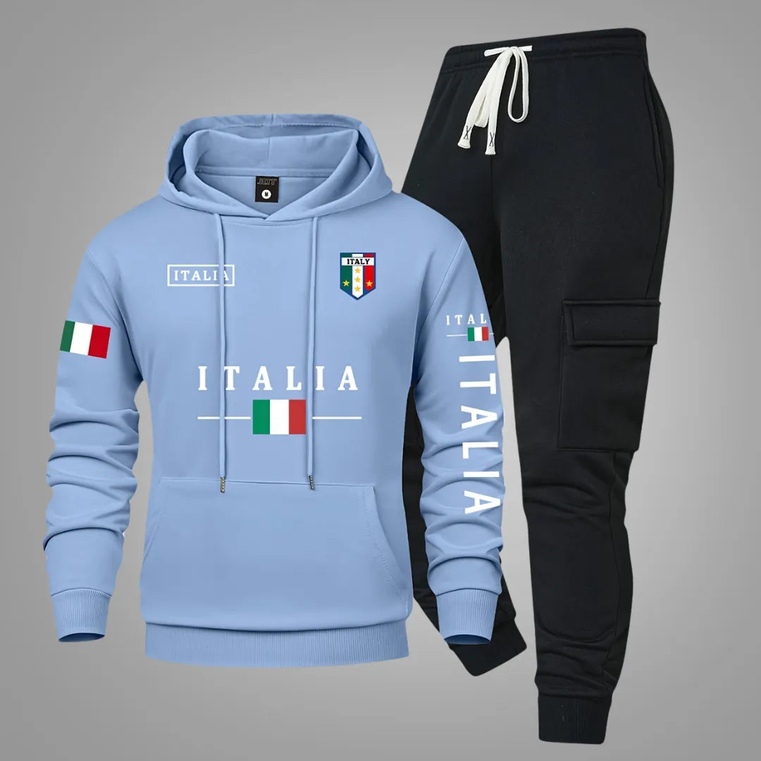 Men’s Casual Hoodie & Cargo Joggers Set with Utility Pockets