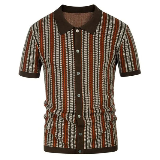 Men’s Chevron Button-Through Polo Shirt