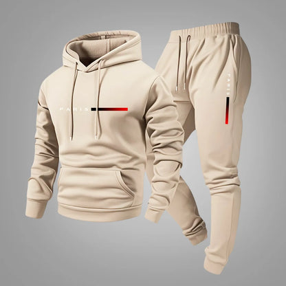 Men’s Hooded Tracksuit Set – Hoodie & Joggers with Paris Print