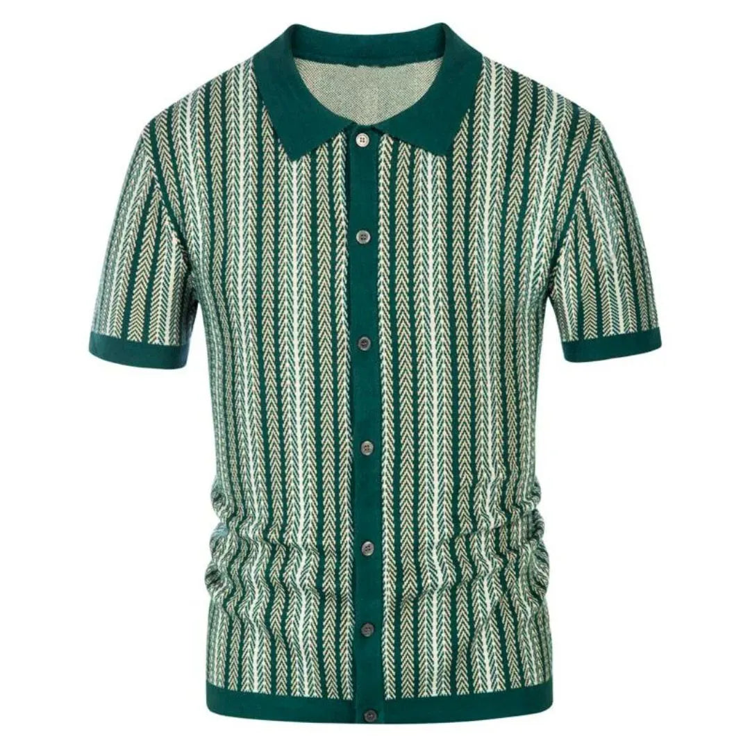 Men’s Chevron Button-Through Polo Shirt