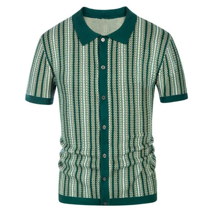 Men’s Chevron Button-Through Polo Shirt