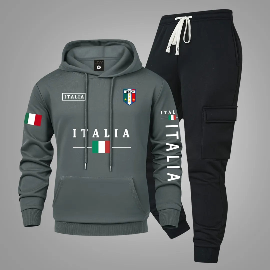 Men’s Casual Hoodie & Cargo Joggers Set with Utility Pockets