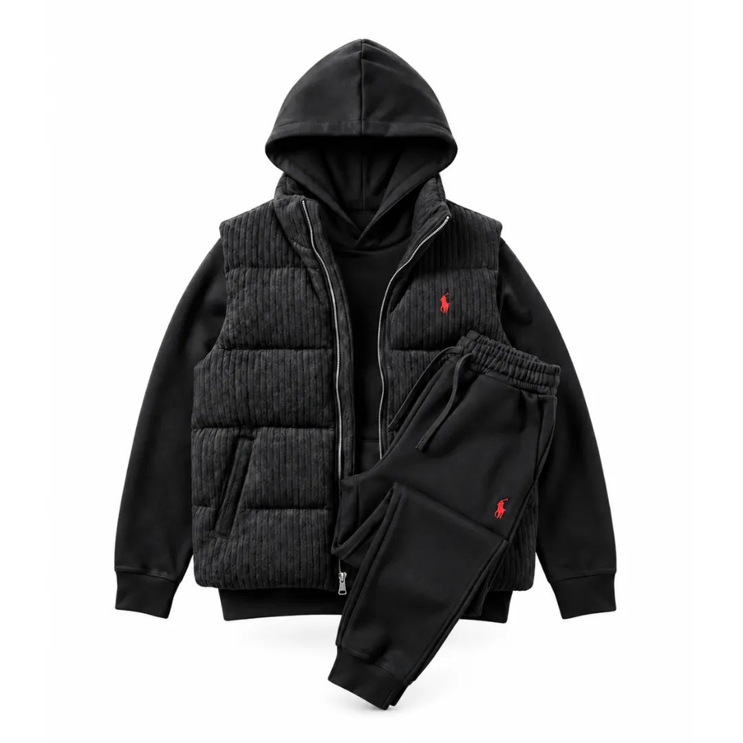 Herren Heritage 3-teiliges Set – Steppweste, Hoodie & Jogginghose