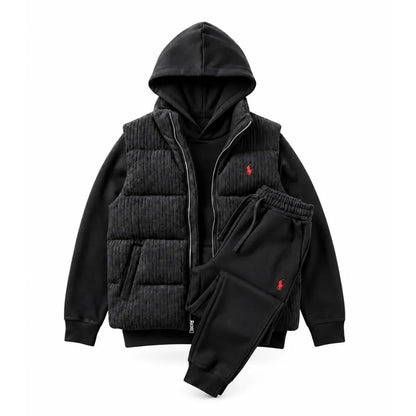 Herren Heritage 3-teiliges Set – Steppweste, Hoodie & Jogginghose