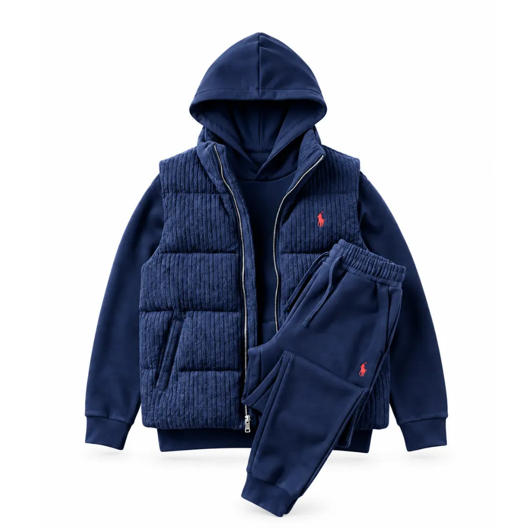 Herren Heritage 3-teiliges Set – Steppweste, Hoodie & Jogginghose