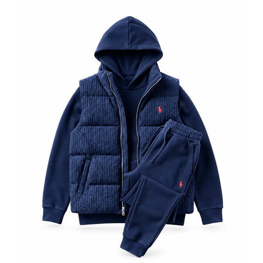 Herren Heritage 3-teiliges Set – Steppweste, Hoodie & Jogginghose
