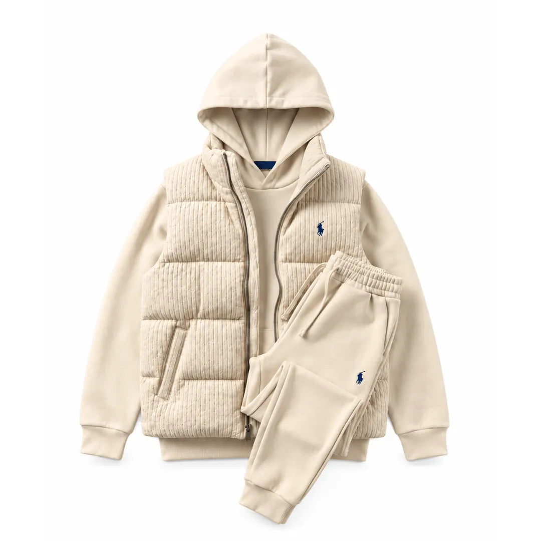 Herren Heritage 3-teiliges Set – Steppweste, Hoodie & Jogginghose