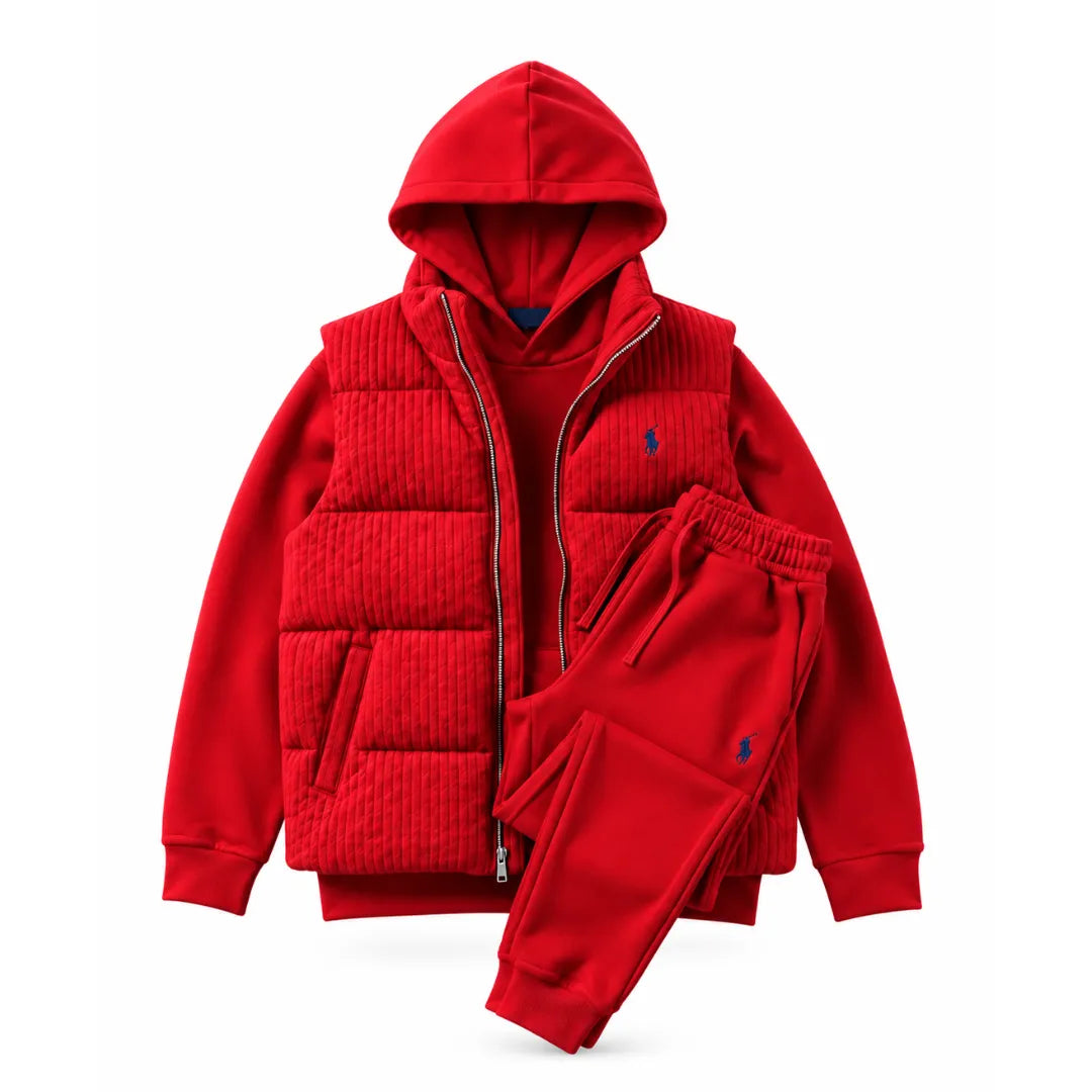 Herren Heritage 3-teiliges Set – Steppweste, Hoodie & Jogginghose