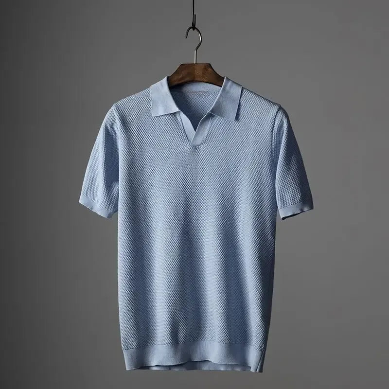 Men’s Knit-Collar Polo Shirt