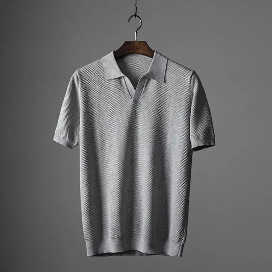 Men’s Knit-Collar Polo Shirt