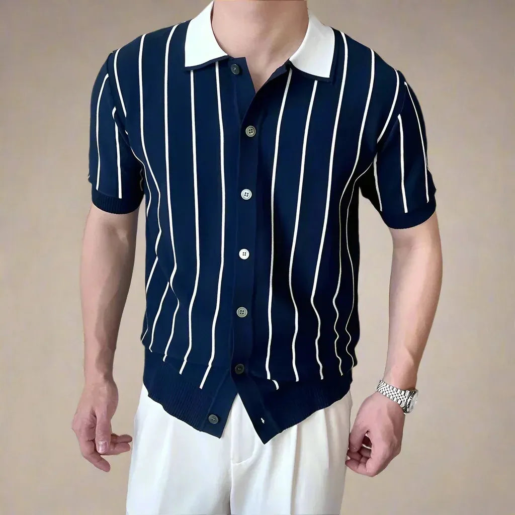 Men’s Striped Knit Polo Shirt